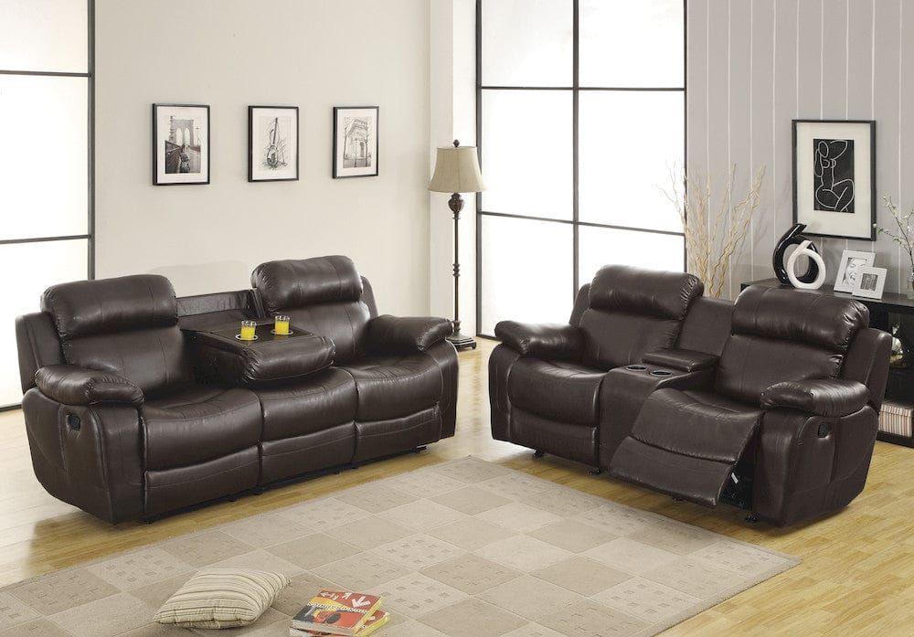 Homelegance  - Marille Double Reclining Sofa W/ Center Drop-Down Cup Holders in Brown - 9724BRW-3  view 10