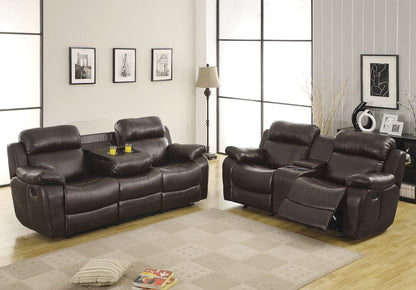 Homelegance  - Marille Double Reclining Sofa W/ Center Drop-Down Cup Holders in Brown - 9724BRW-3  view 10