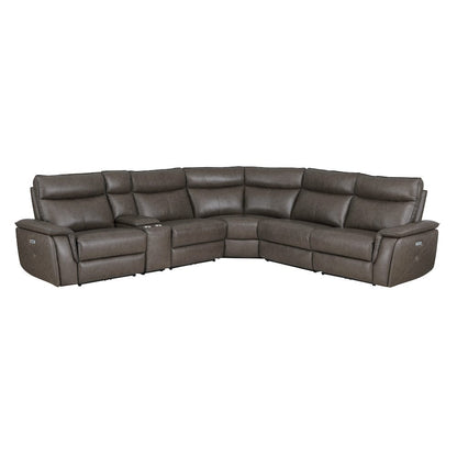 Homelegance  - Maroni 6-Piece Modular Power Reclining Sectional W/ Power Headrests in Dark brown - 8259RFDBx6SCPWH  view 1