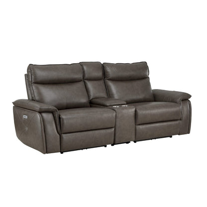 Homelegance  - Maroni Power Double Reclining Love Seat W/ Center Console and Power Headrests in Dark brown - 8259RFDB-2CNPWHx  view 4