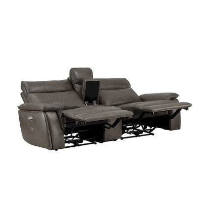 Homelegance  - Maroni Power Double Reclining Love Seat W/ Center Console and Power Headrests in Dark brown - 8259RFDB-2CNPWHx  view 5