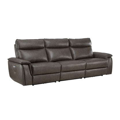 Homelegance  - Maroni Power Double Reclining Sofa W/ Power Headrests in Dark brown - 8259RFDB-3PWHx  view 1