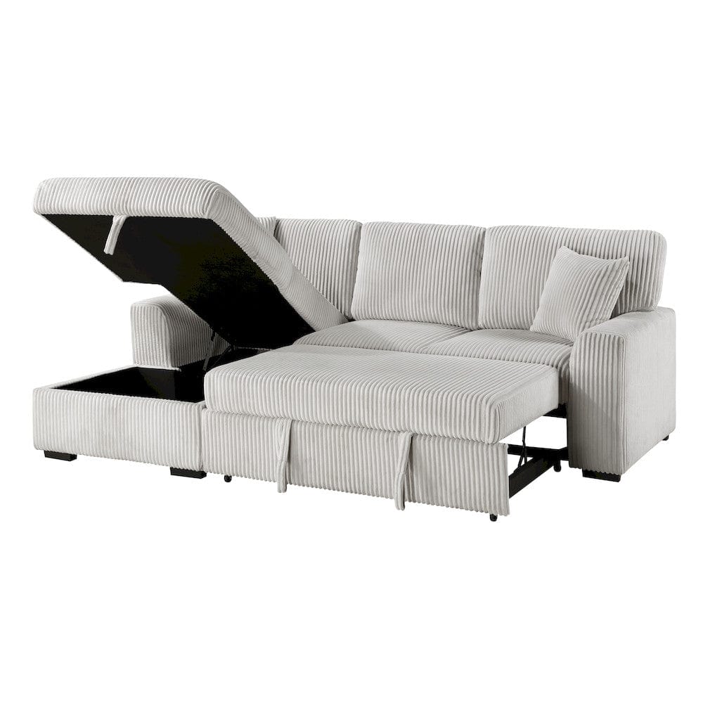 Homelegance  - Marsh 2-Piece Sectional W/ Pull-out Bed, Left Chaise and Hidden Storage in Gray - 9633MNBx2LC2R  view 2