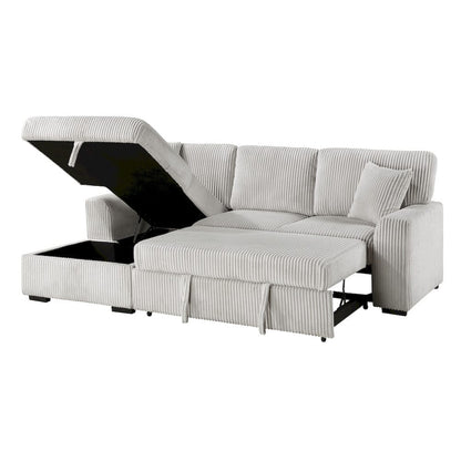 Homelegance  - Marsh 2-Piece Sectional W/ Pull-out Bed, Left Chaise and Hidden Storage in Gray - 9633MNBx2LC2R  view 2