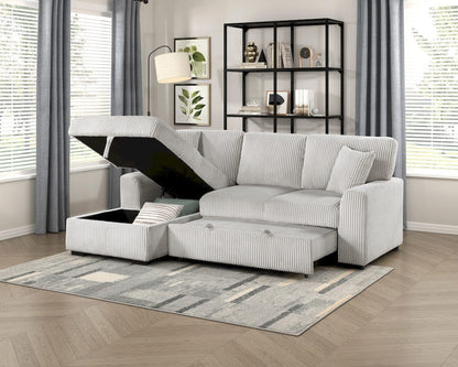 Homelegance  - Marsh 2-Piece Sectional W/ Pull-out Bed, Left Chaise and Hidden Storage in Gray - 9633MNBx2LC2R  view 4