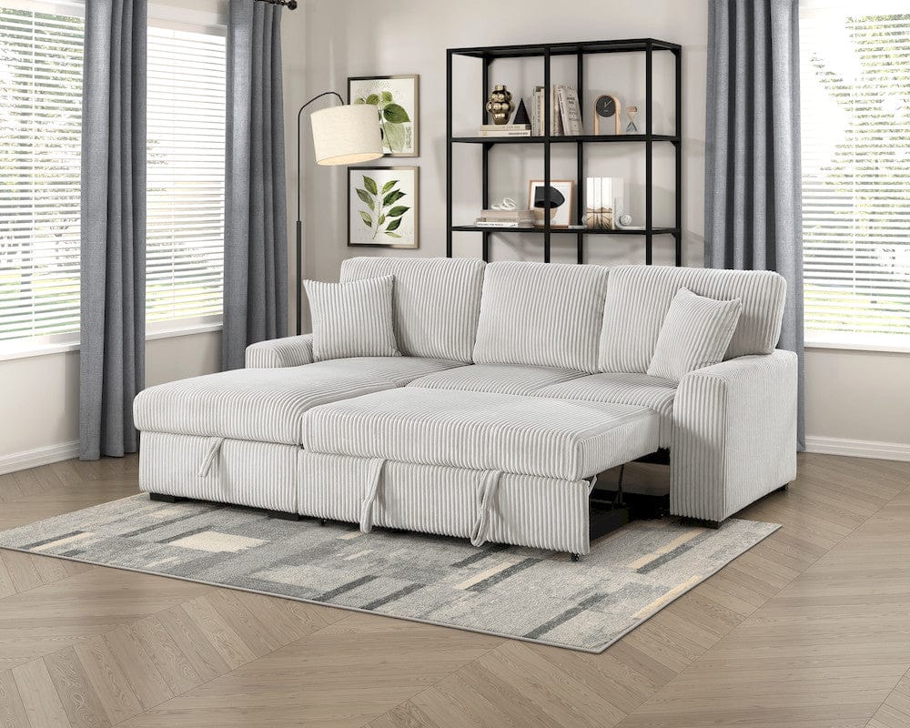 Homelegance  - Marsh 2-Piece Sectional W/ Pull-out Bed, Left Chaise and Hidden Storage in Gray - 9633MNBx2LC2R  view 5