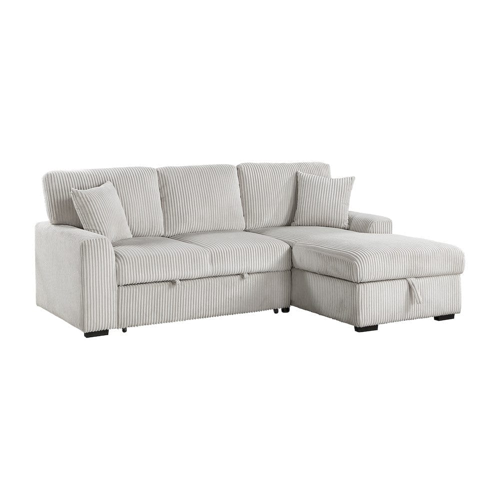 Homelegance  - Marsh 2-Piece Sectional W/ Pull-out Bed, Right Chaise and Hidden Storage in Gray - 9633MNBx22LRC  view 2