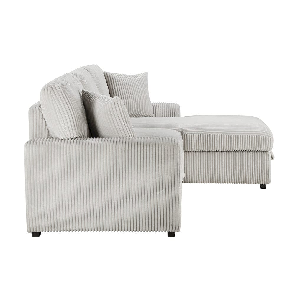 Homelegance  - Marsh 2-Piece Sectional W/ Pull-out Bed, Right Chaise and Hidden Storage in Gray - 9633MNBx22LRC  view 3