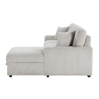 Homelegance  - Marsh 2-Piece Sectional W/ Pull-out Bed, Right Chaise and Hidden Storage in Gray - 9633MNBx22LRC  view 4