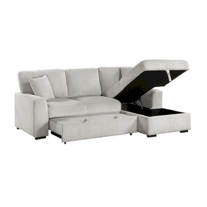 Homelegance  - Marsh 2-Piece Sectional W/ Pull-out Bed, Right Chaise and Hidden Storage in Gray - 9633MNBx22LRC  view 6