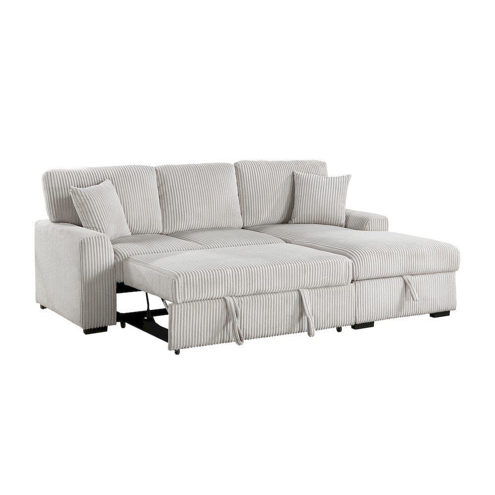 Homelegance  - Marsh 2-Piece Sectional W/ Pull-out Bed, Right Chaise and Hidden Storage in Gray - 9633MNBx22LRC  view 7