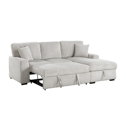 Homelegance  - Marsh 2-Piece Sectional W/ Pull-out Bed, Right Chaise and Hidden Storage in Gray - 9633MNBx22LRC  view 7