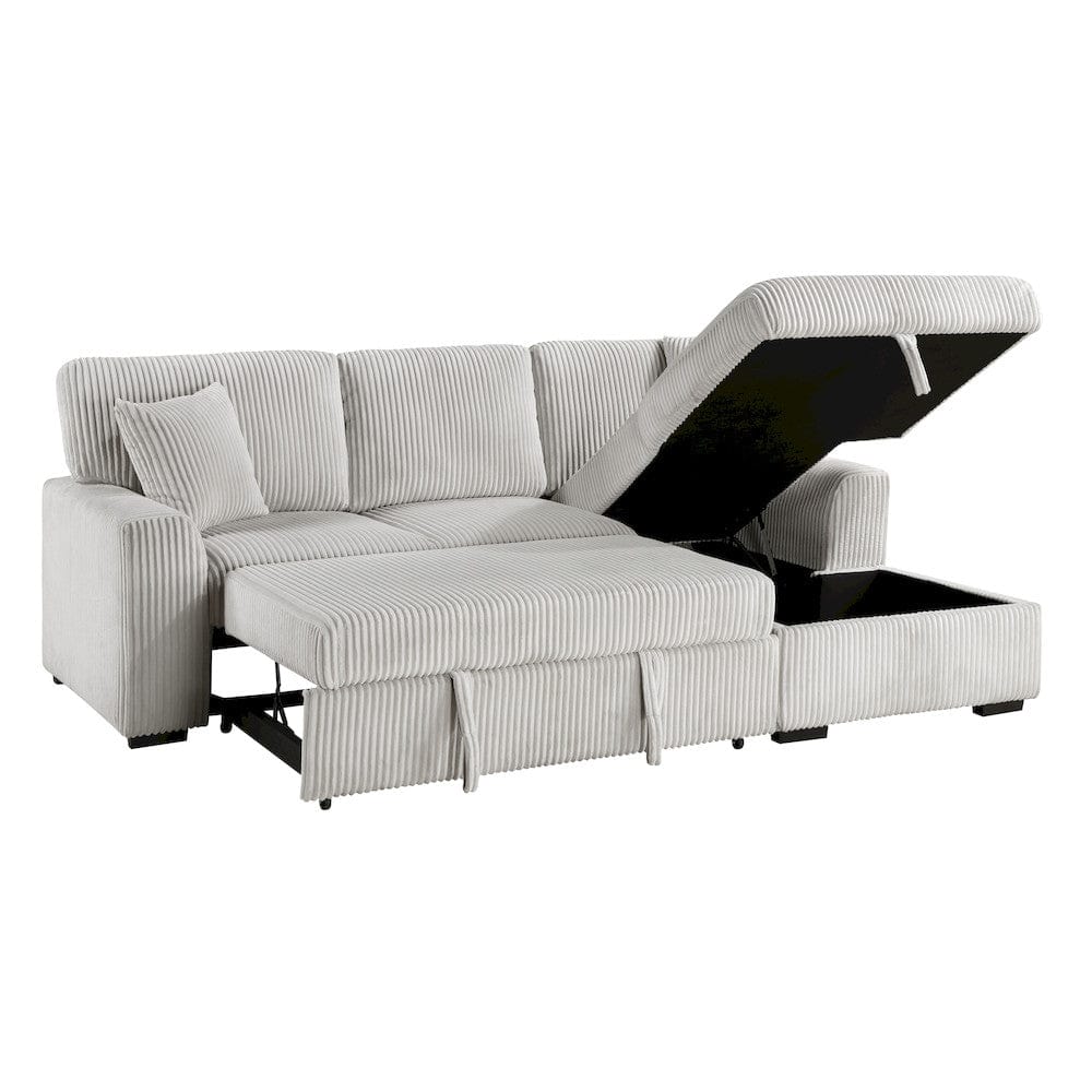 Homelegance  - Marsh 2-Piece Sectional W/ Pull-out Bed, Right Chaise and Hidden Storage in Gray - 9633MNBx22LRC  view 8