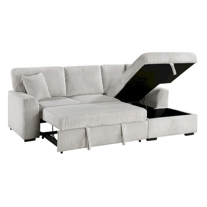 Homelegance  - Marsh 2-Piece Sectional W/ Pull-out Bed, Right Chaise and Hidden Storage in Gray - 9633MNBx22LRC  view 8