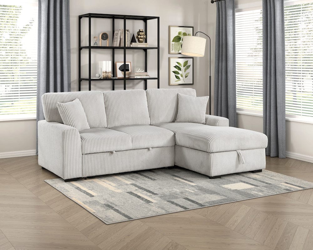 Homelegance  - Marsh 2-Piece Sectional W/ Pull-out Bed, Right Chaise and Hidden Storage in Gray - 9633MNBx22LRC  view 9