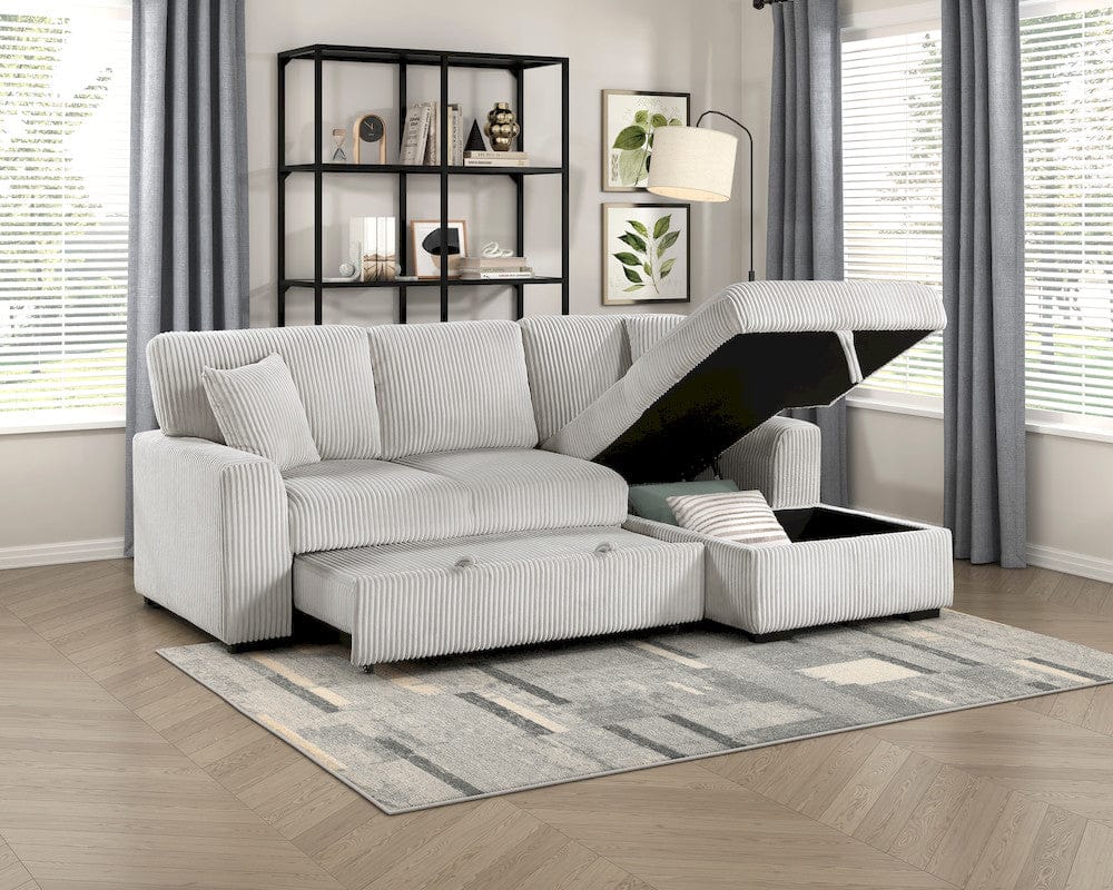Homelegance  - Marsh 2-Piece Sectional W/ Pull-out Bed, Right Chaise and Hidden Storage in Gray - 9633MNBx22LRC  view 10