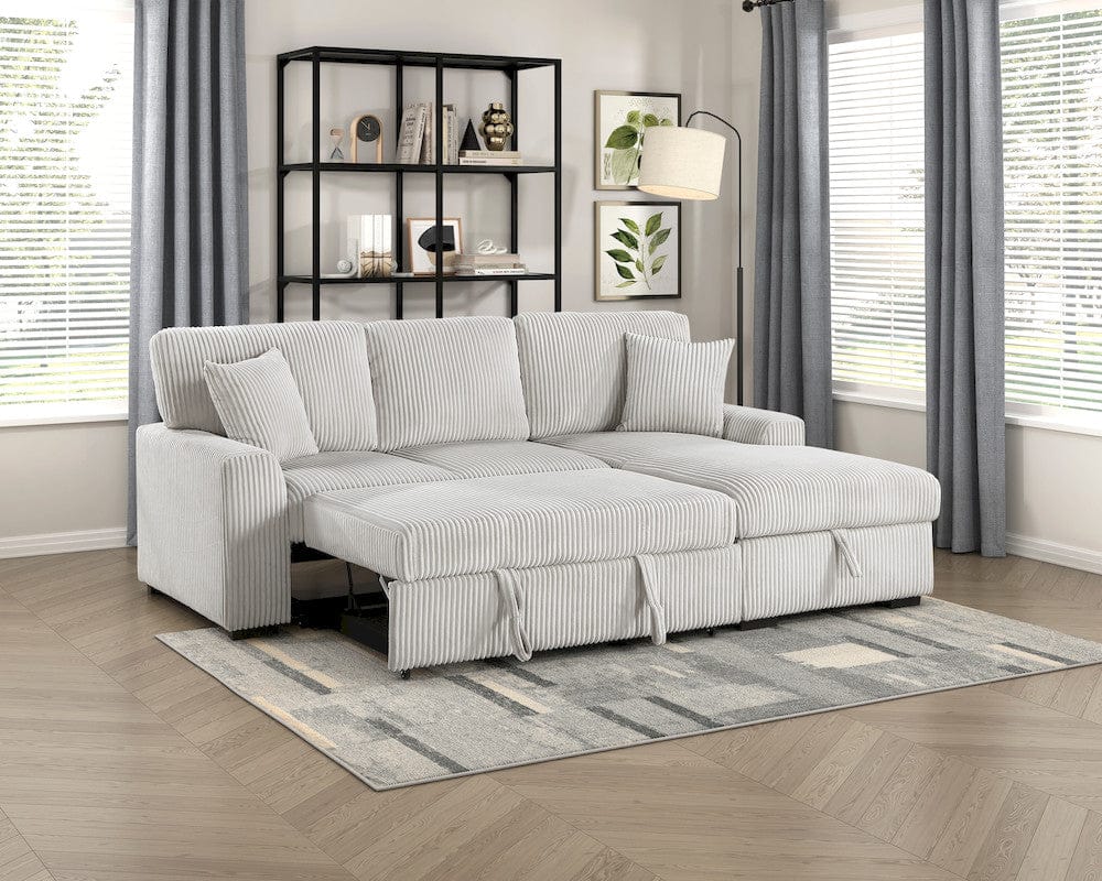 Homelegance  - Marsh 2-Piece Sectional W/ Pull-out Bed, Right Chaise and Hidden Storage in Gray - 9633MNBx22LRC  view 11