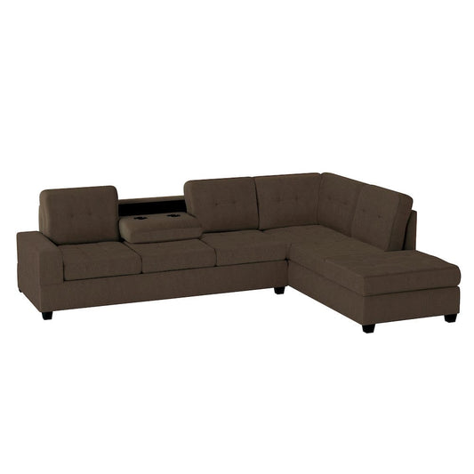 Homelegance  - Maston 2-Piece Reversible Sectional W/ Drop-Down Cup Holders in Chocolate - 9507CHCxSC  view 1