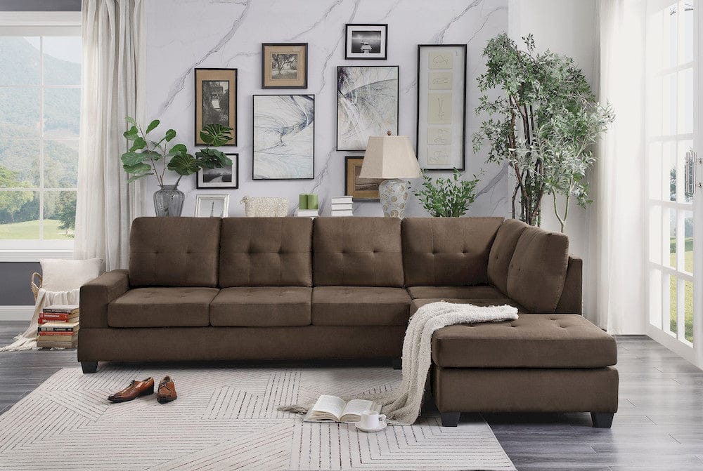 Homelegance  - Maston 2-Piece Reversible Sectional W/ Drop-Down Cup Holders in Chocolate - 9507CHCxSC  view 3