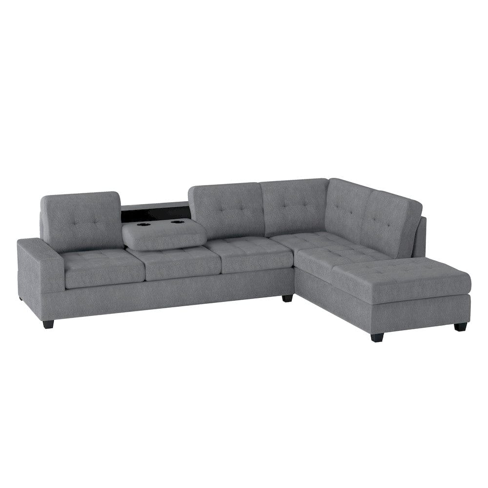 Homelegance  - Maston 2-Piece Reversible Sectional W/ Drop-Down Cup Holders in Dark gray - 9507DGYxSC  view 5