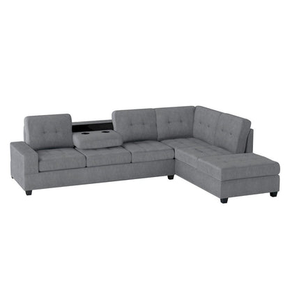 Homelegance  - Maston 2-Piece Reversible Sectional W/ Drop-Down Cup Holders in Dark gray - 9507DGYxSC  view 5