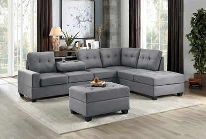 Homelegance  - Maston 2-Piece Reversible Sectional W/ Drop-Down Cup Holders in Dark gray - 9507DGYxSC  view 6