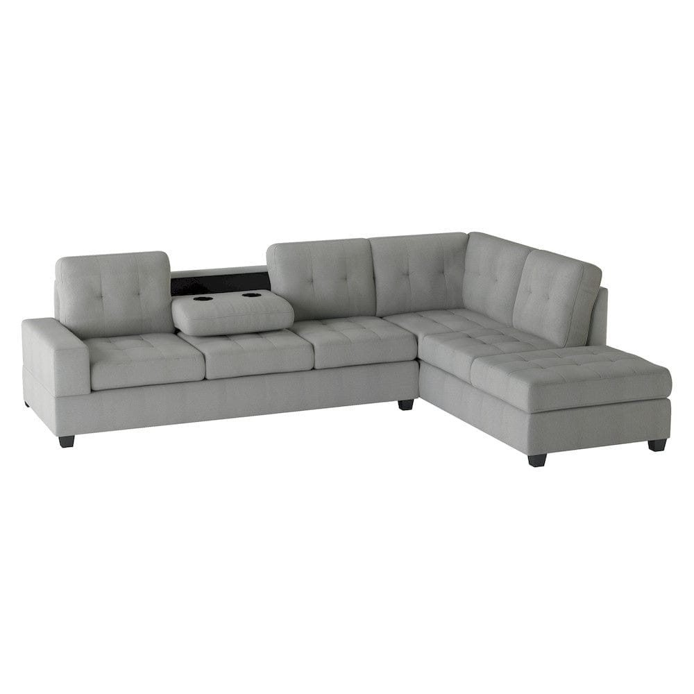 Homelegance  - Maston 3-Piece Reversible Sectional W/ Drop-Down Cup Holders and Storage Ottoman - 9507GRYx3OT  view 8