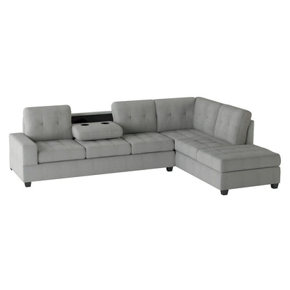 Homelegance  - Maston 3-Piece Reversible Sectional W/ Drop-Down Cup Holders and Storage Ottoman - 9507GRYx3OT  view 8