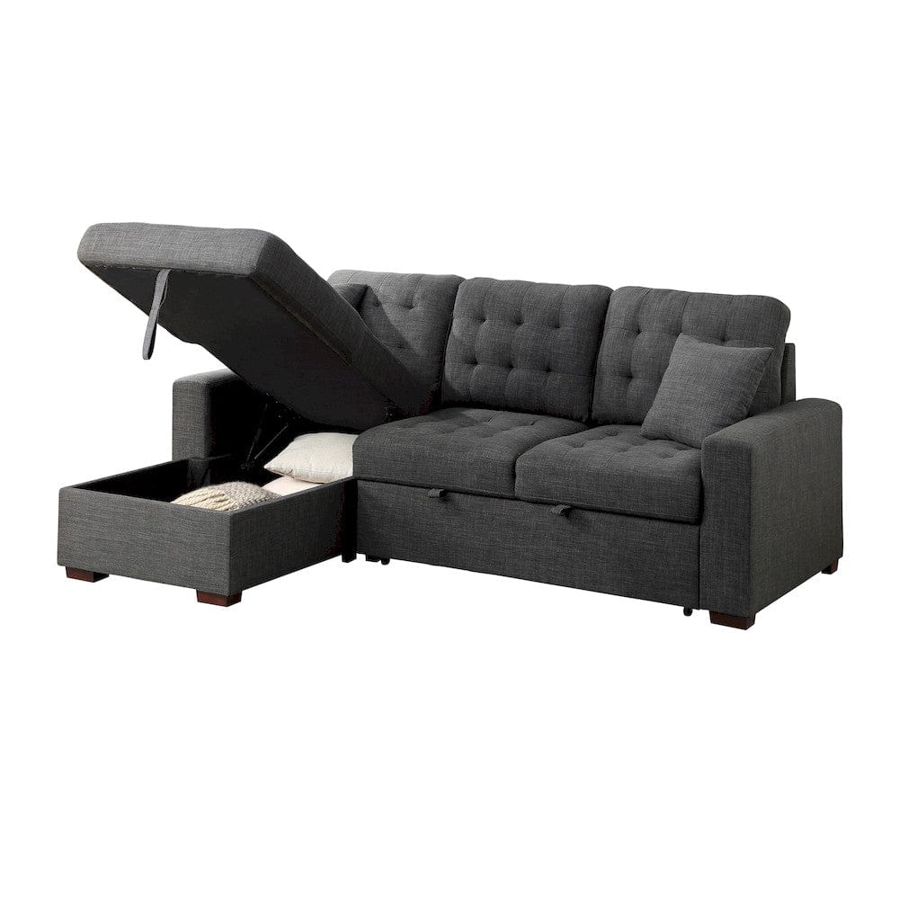 Homelegance  - McCafferty 2-Piece Sectional W/ Pull-out Bed and Left Chaise W/ Hidden Storage in Dark gray - 9916DGx2LCRL  view 6