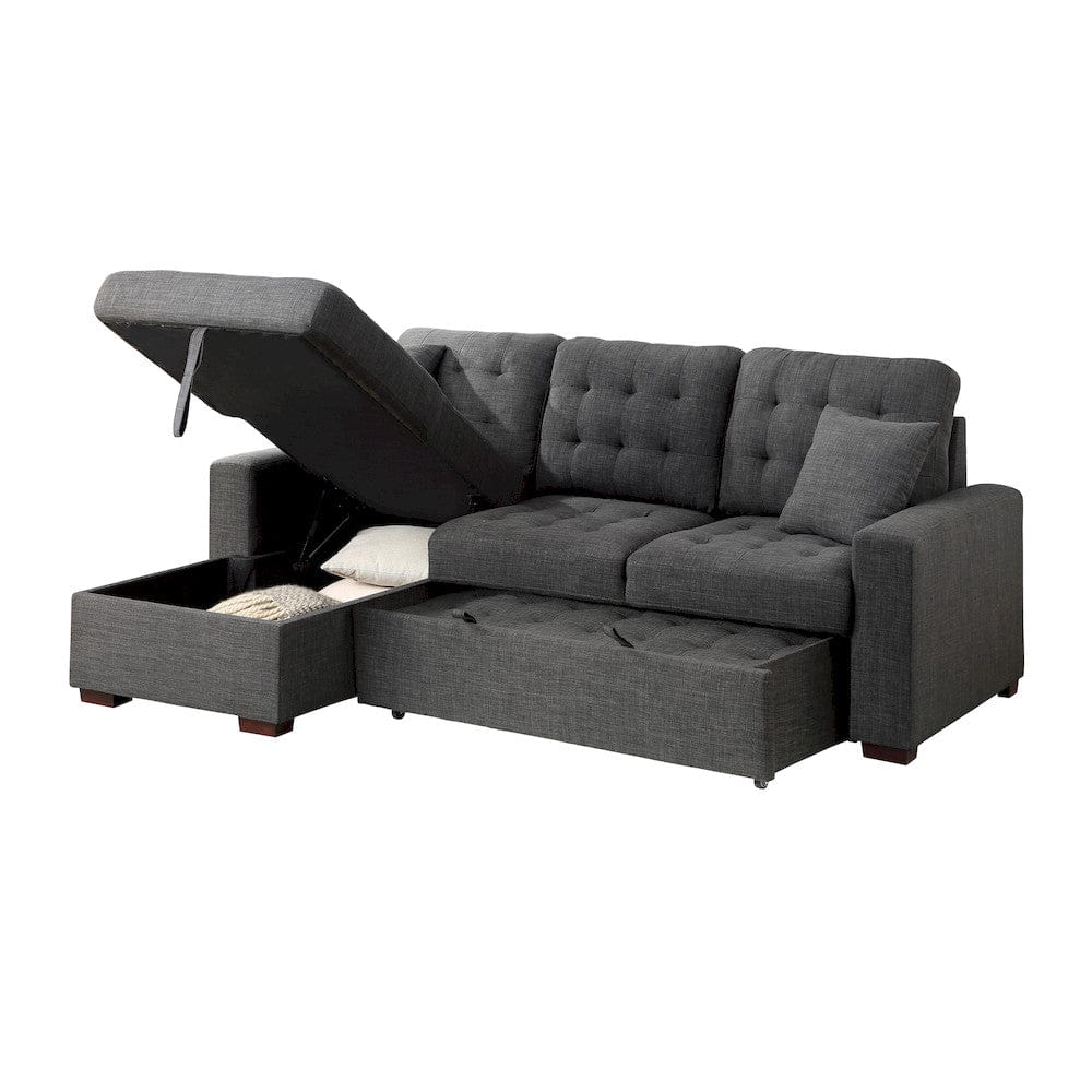 Homelegance  - McCafferty 2-Piece Sectional W/ Pull-out Bed and Left Chaise W/ Hidden Storage in Dark gray - 9916DGx2LCRL  view 7