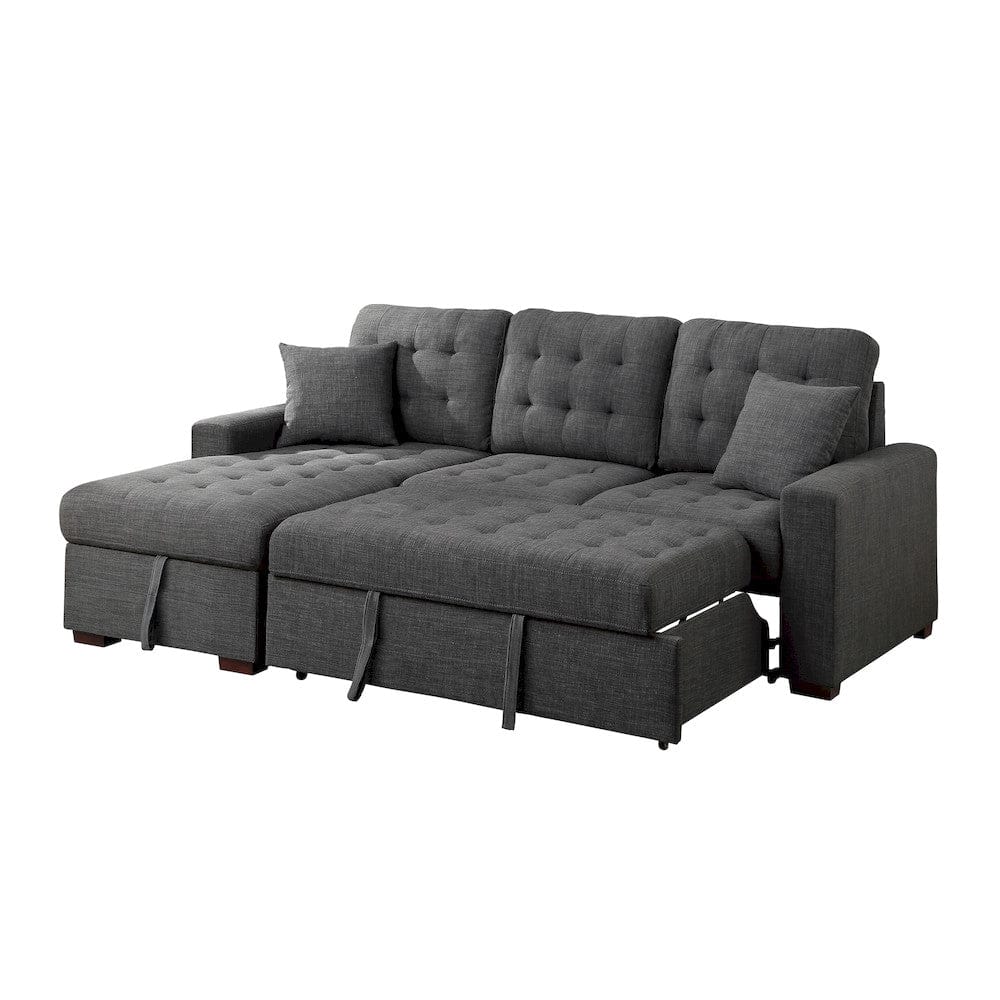 Homelegance  - McCafferty 2-Piece Sectional W/ Pull-out Bed and Left Chaise W/ Hidden Storage in Dark gray - 9916DGx2LCRL  view 8