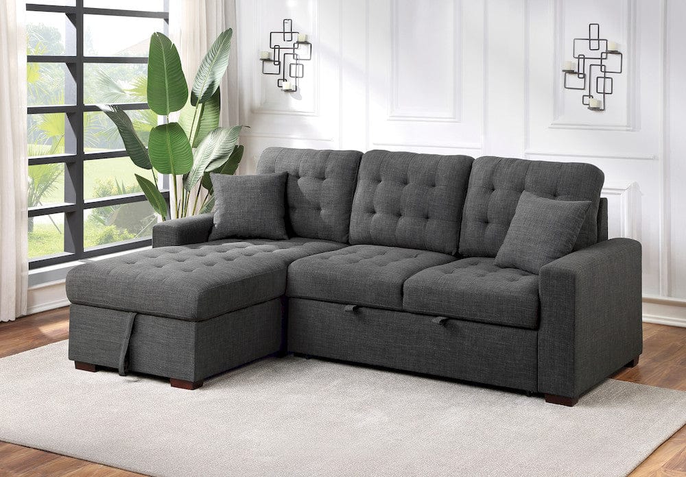 Homelegance  - McCafferty 2-Piece Sectional W/ Pull-out Bed and Left Chaise W/ Hidden Storage in Dark gray - 9916DGx2LCRL  view 9
