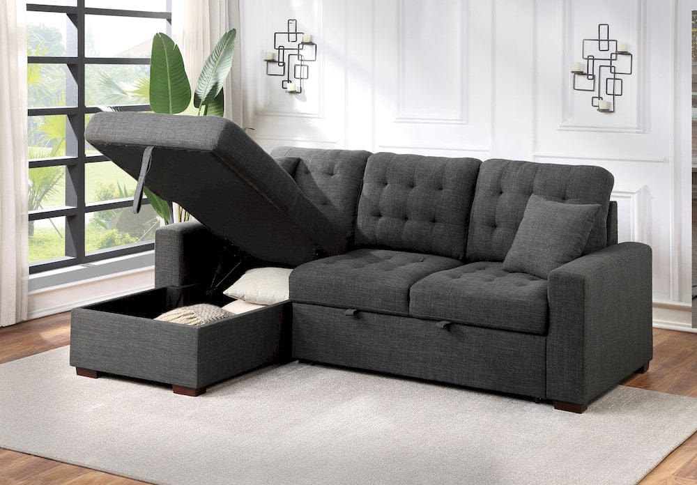 Homelegance  - McCafferty 2-Piece Sectional W/ Pull-out Bed and Left Chaise W/ Hidden Storage in Dark gray - 9916DGx2LCRL  view 10