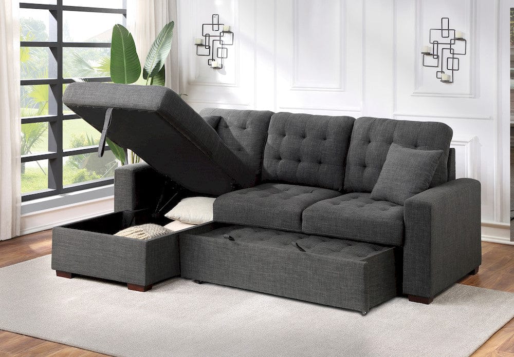 Homelegance  - McCafferty 2-Piece Sectional W/ Pull-out Bed and Left Chaise W/ Hidden Storage in Dark gray - 9916DGx2LCRL  view 11