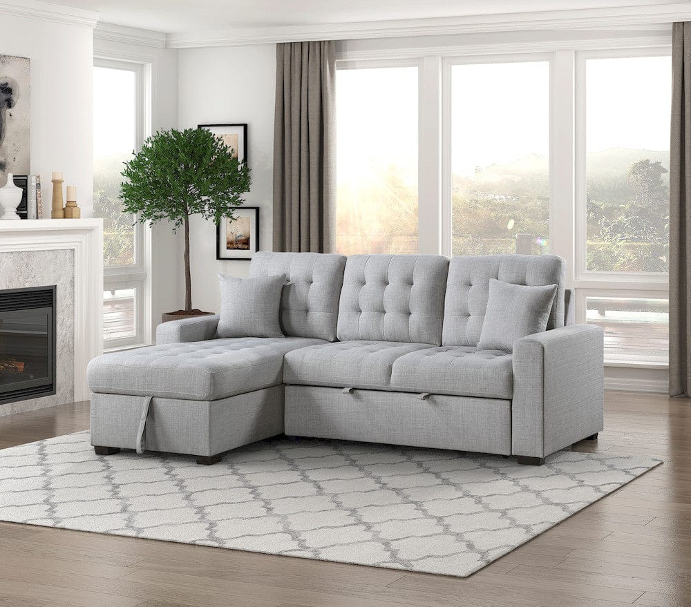 Homelegance  - McCafferty 2-Piece Sectional W/ Pull-out Bed and Left Chaise W/ Hidden Storage in Gray - 9916GYx2LCRL  view 2