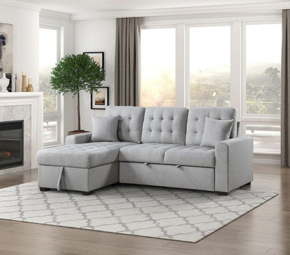 Homelegance  - McCafferty 2-Piece Sectional W/ Pull-out Bed and Left Chaise W/ Hidden Storage in Gray - 9916GYx2LCRL  view 2