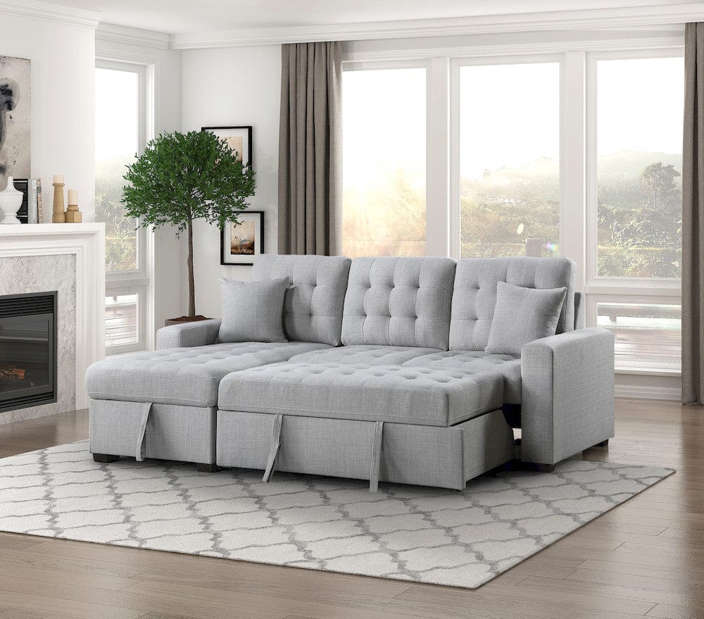 Homelegance  - McCafferty 2-Piece Sectional W/ Pull-out Bed and Left Chaise W/ Hidden Storage in Gray - 9916GYx2LCRL  view 3