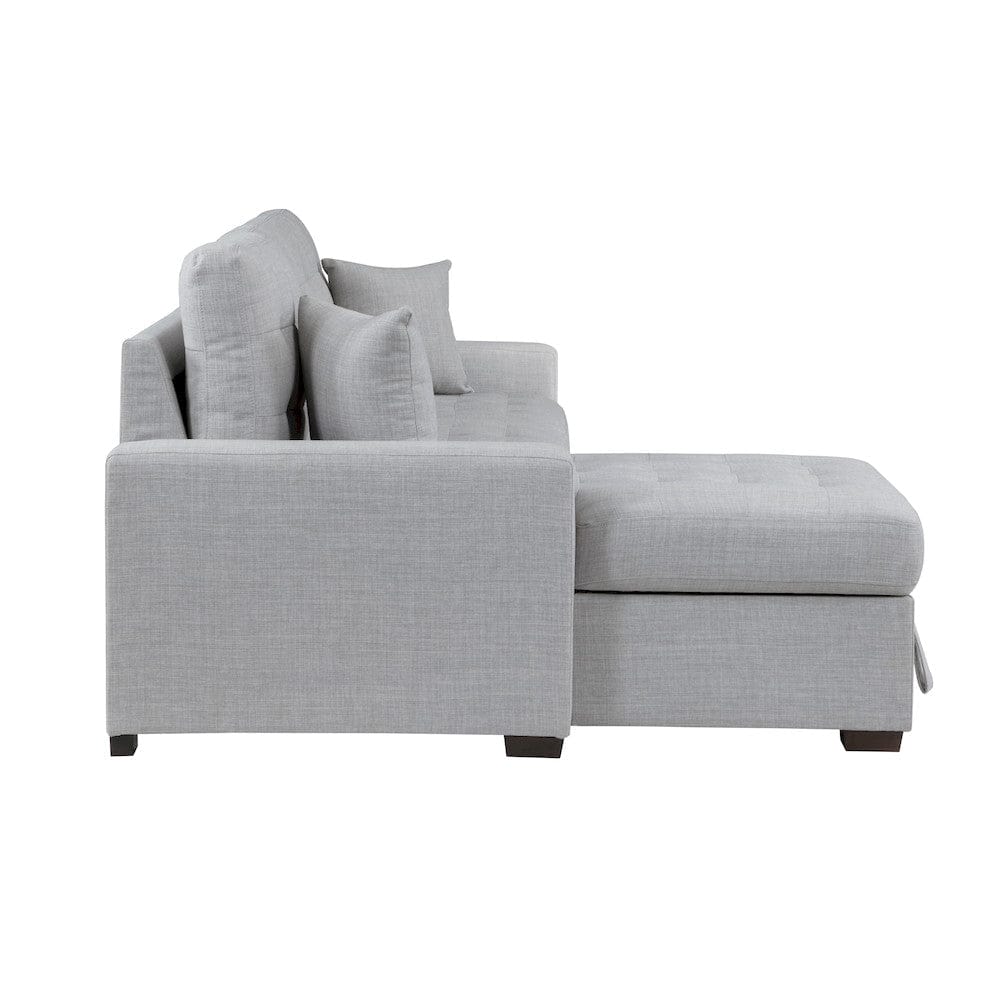 Homelegance  - McCafferty 2-Piece Sectional W/ Pull-out Bed and Left Chaise W/ Hidden Storage in Gray - 9916GYx2LCRL  view 6