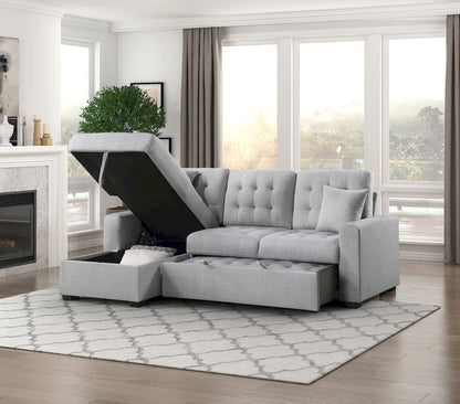 Homelegance  - McCafferty 2-Piece Sectional W/ Pull-out Bed and Left Chaise W/ Hidden Storage in Gray - 9916GYx2LCRL  view 9