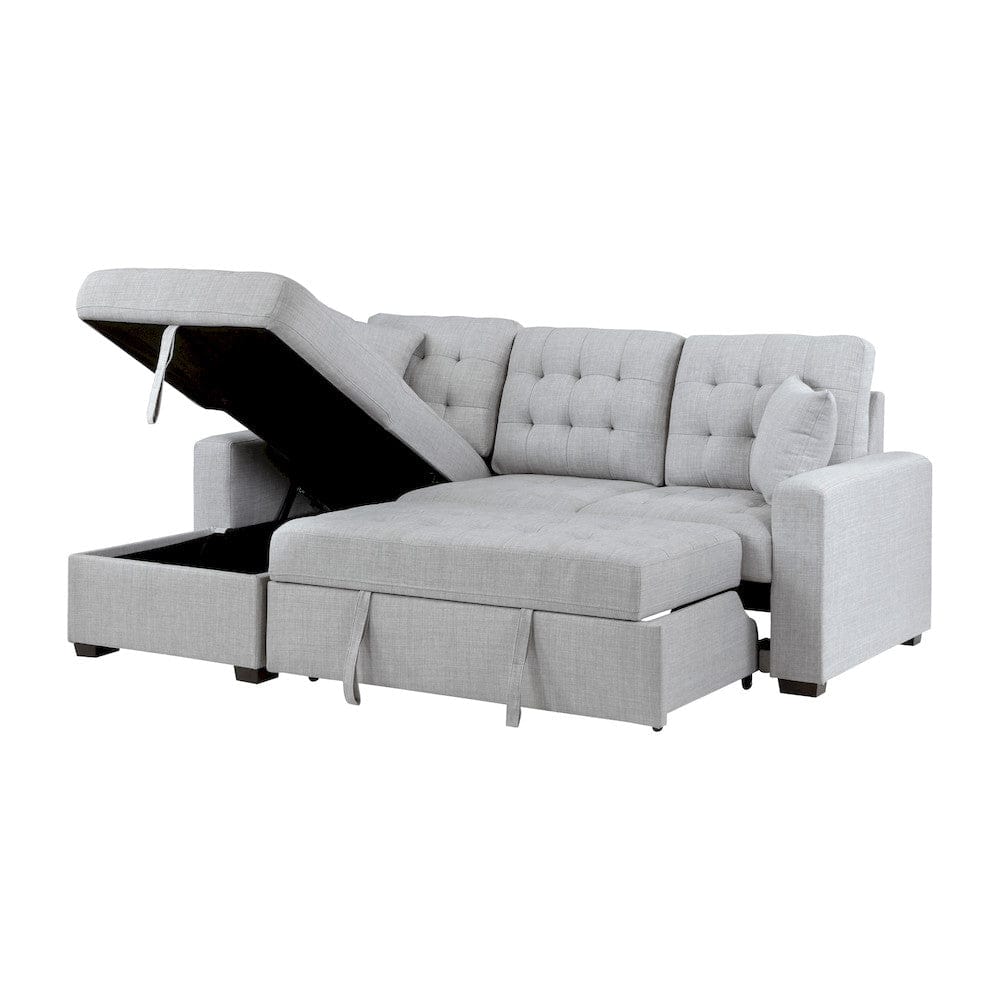 Homelegance  - McCafferty 2-Piece Sectional W/ Pull-out Bed and Left Chaise W/ Hidden Storage in Gray - 9916GYx2LCRL  view 10