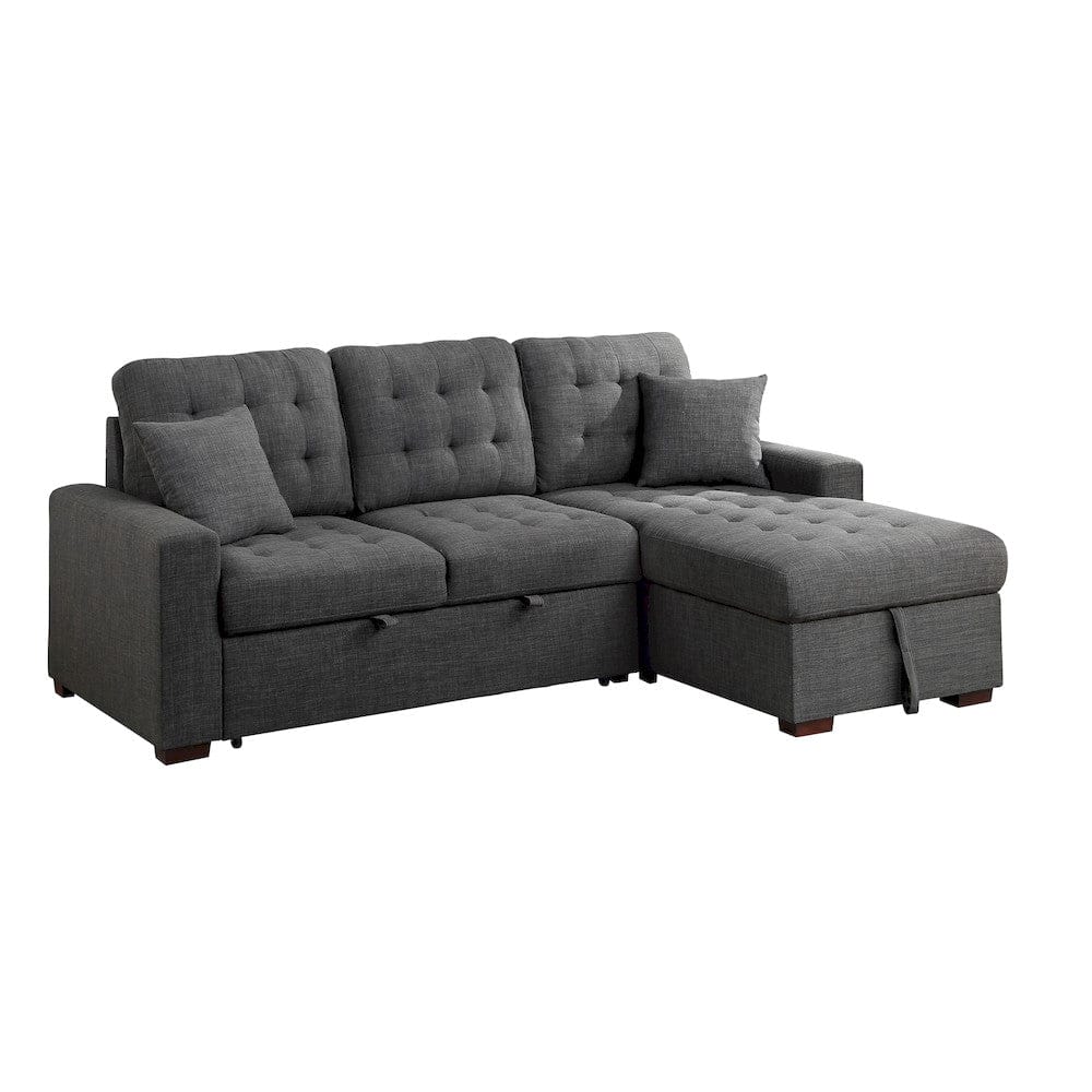 Homelegance  - McCafferty 2-Piece Sectional W/ Pull-out Bed and Right Chaise W/ Hidden Storage in Dark gray - 9916DGxSC  view 2