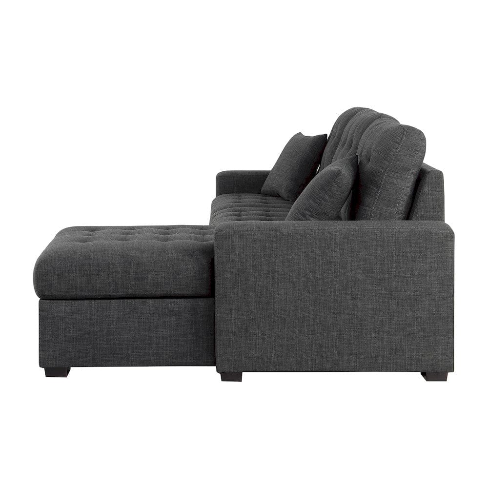 Homelegance  - McCafferty 2-Piece Sectional W/ Pull-out Bed and Right Chaise W/ Hidden Storage in Dark gray - 9916DGxSC  view 4