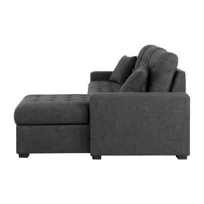 Homelegance  - McCafferty 2-Piece Sectional W/ Pull-out Bed and Right Chaise W/ Hidden Storage in Dark gray - 9916DGxSC  view 4
