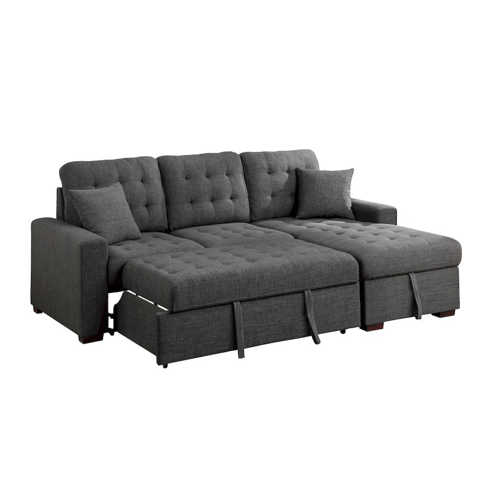 Homelegance  - McCafferty 2-Piece Sectional W/ Pull-out Bed and Right Chaise W/ Hidden Storage in Dark gray - 9916DGxSC  view 6