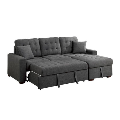 Homelegance  - McCafferty 2-Piece Sectional W/ Pull-out Bed and Right Chaise W/ Hidden Storage in Dark gray - 9916DGxSC  view 6