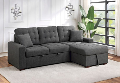 Homelegance  - McCafferty 2-Piece Sectional W/ Pull-out Bed and Right Chaise W/ Hidden Storage in Dark gray - 9916DGxSC  view 7