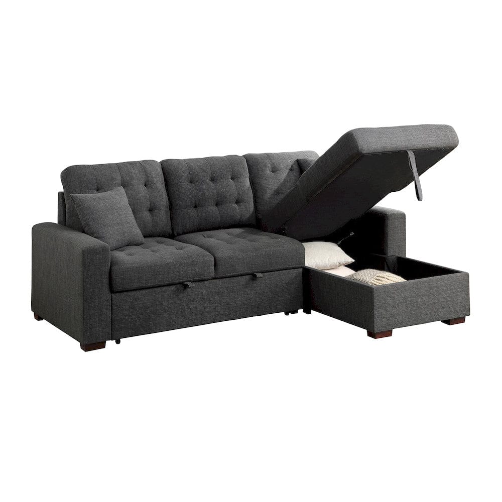 Homelegance  - McCafferty 2-Piece Sectional W/ Pull-out Bed and Right Chaise W/ Hidden Storage in Dark gray - 9916DGxSC  view 9