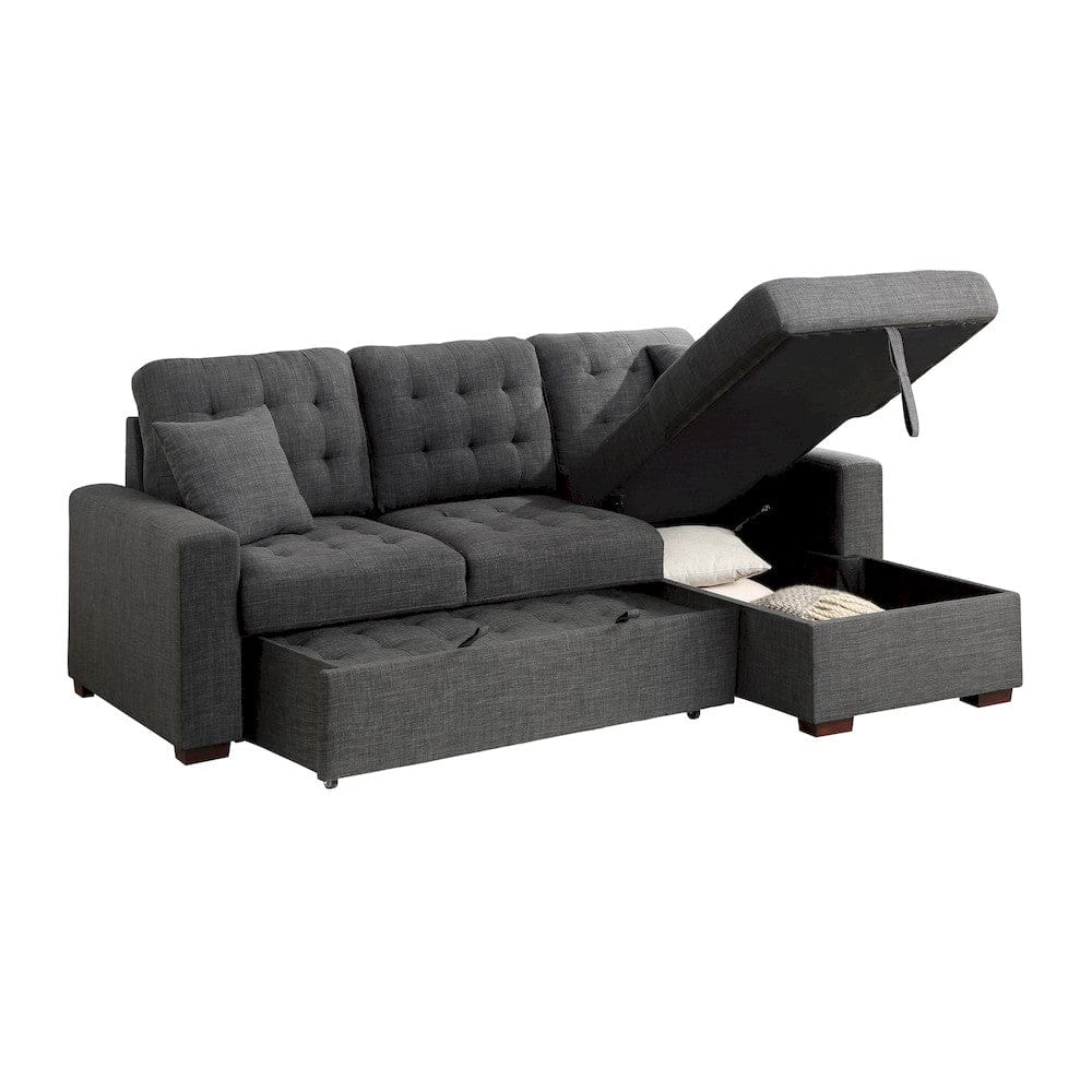 Homelegance  - McCafferty 2-Piece Sectional W/ Pull-out Bed and Right Chaise W/ Hidden Storage in Dark gray - 9916DGxSC  view 10