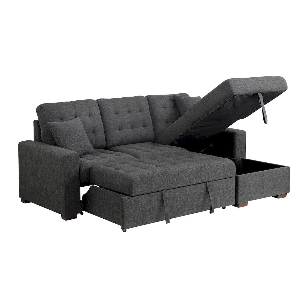 Homelegance  - McCafferty 2-Piece Sectional W/ Pull-out Bed and Right Chaise W/ Hidden Storage in Dark gray - 9916DGxSC  view 11