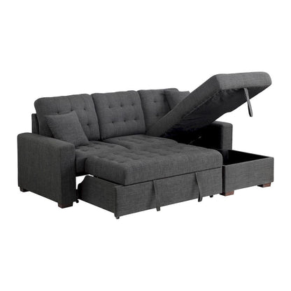 Homelegance  - McCafferty 2-Piece Sectional W/ Pull-out Bed and Right Chaise W/ Hidden Storage in Dark gray - 9916DGxSC  view 11